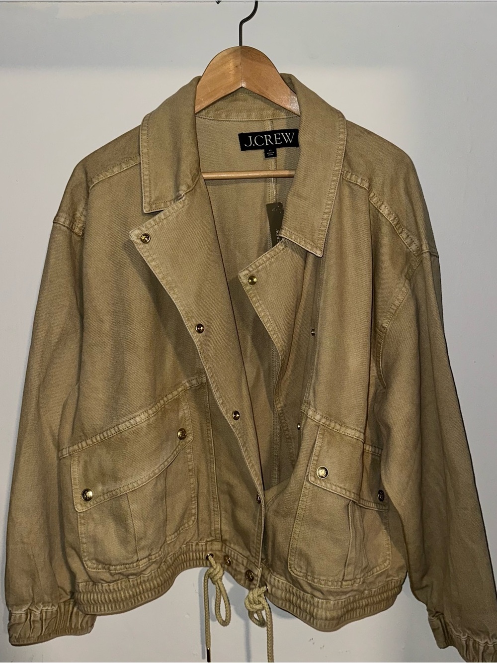 J.Crew Women's Tan Utility Drawstring Jacket XL NWT